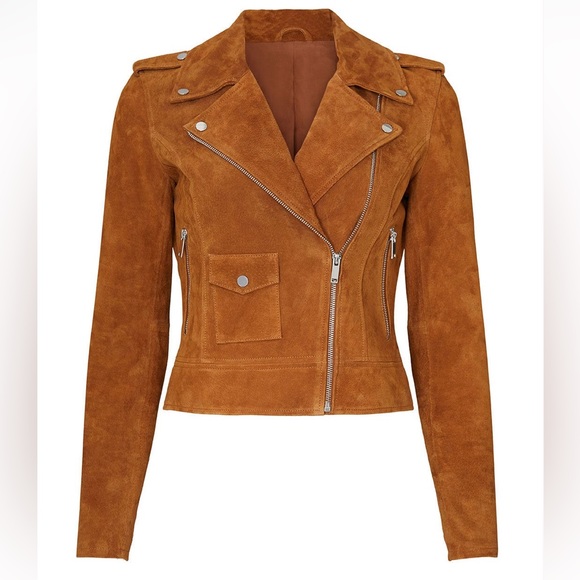 NWOT Slate & Willow Suede Moto Jacket in Brown Chestnut - Small - Picture 3 of 14